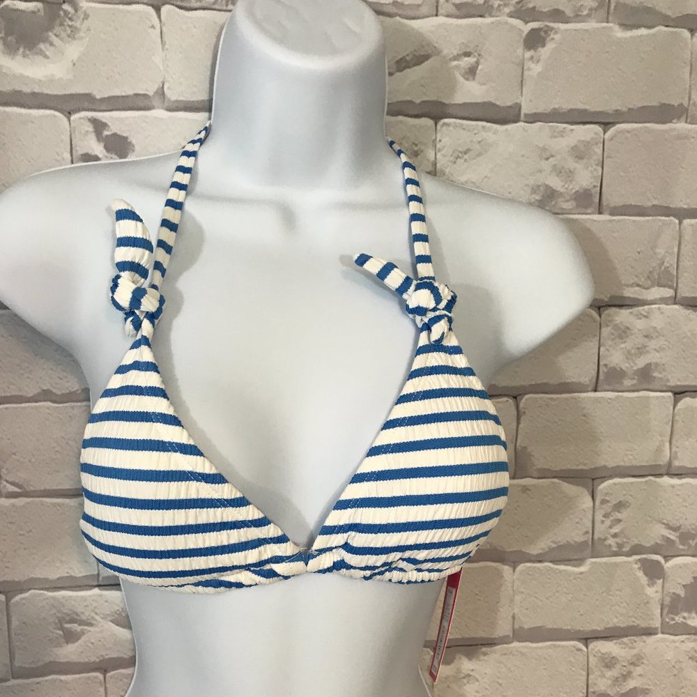 Juniors' Seersucker Triangle Bikini Top
